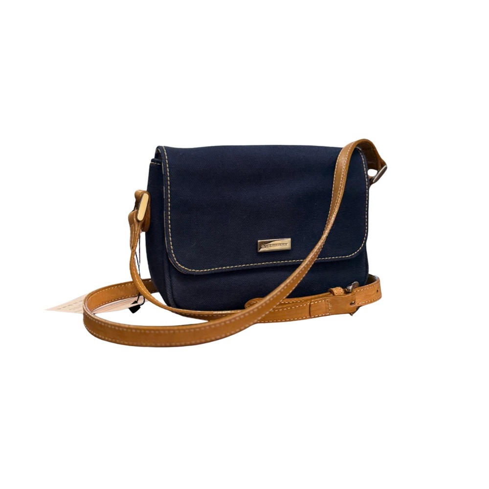 Stylish Burberry Navy and Tan Crossbody Bag